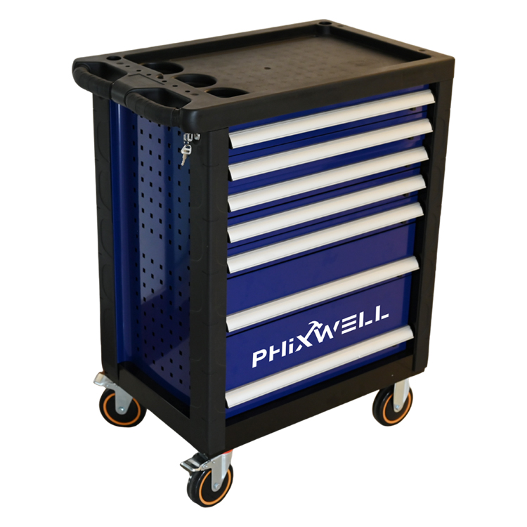 719511 Шкаф для инструментов PHIXWELL с 7 ящиками, пластиковыми угловыми защитными панелями и накладками