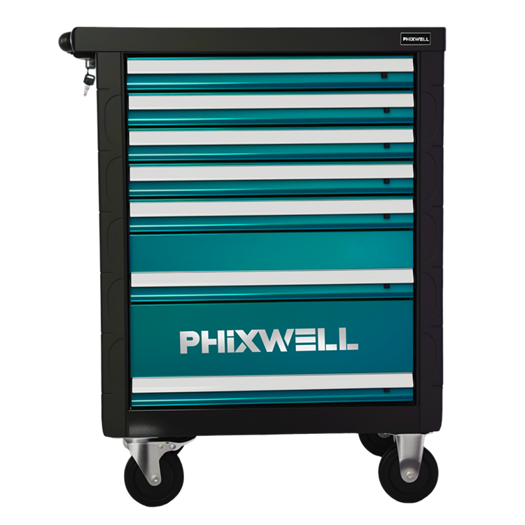 719511 Шкаф для инструментов PHIXWELL с 7 ящиками, пластиковыми угловыми защитными панелями и накладками