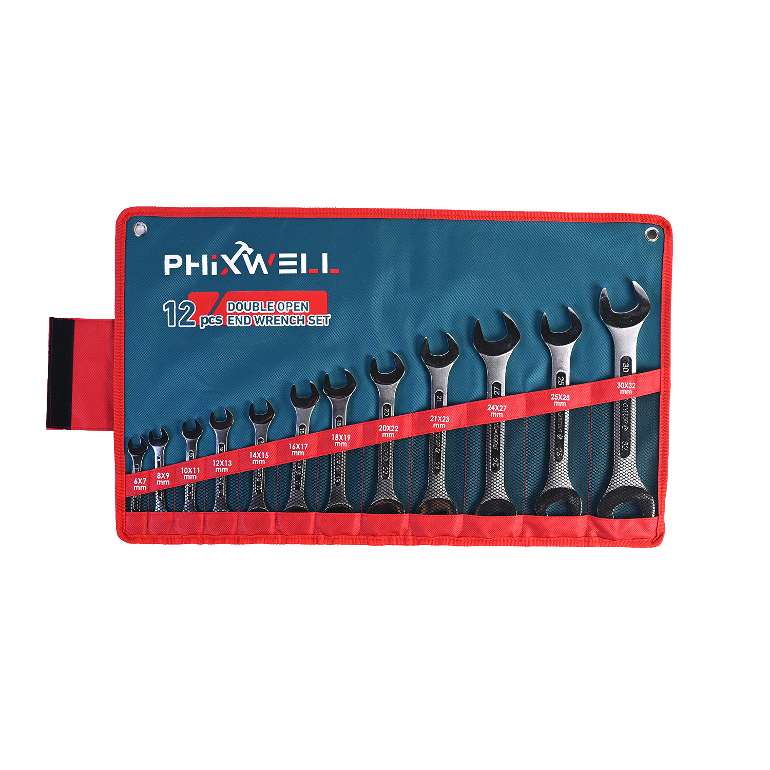 717534 PHIXWELL Набор двусторонних рифленых ключей, 12 шт.